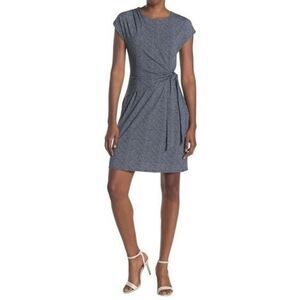 H by Halston Gray Casablanca Classic Short Sleeve Draped Dress